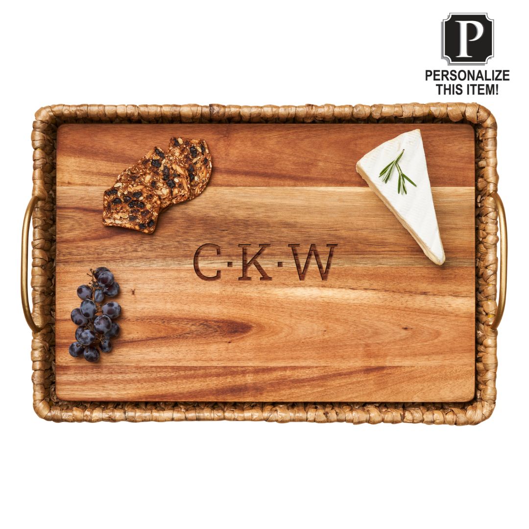 Personalized Natural Wood Serving Tray 13.5