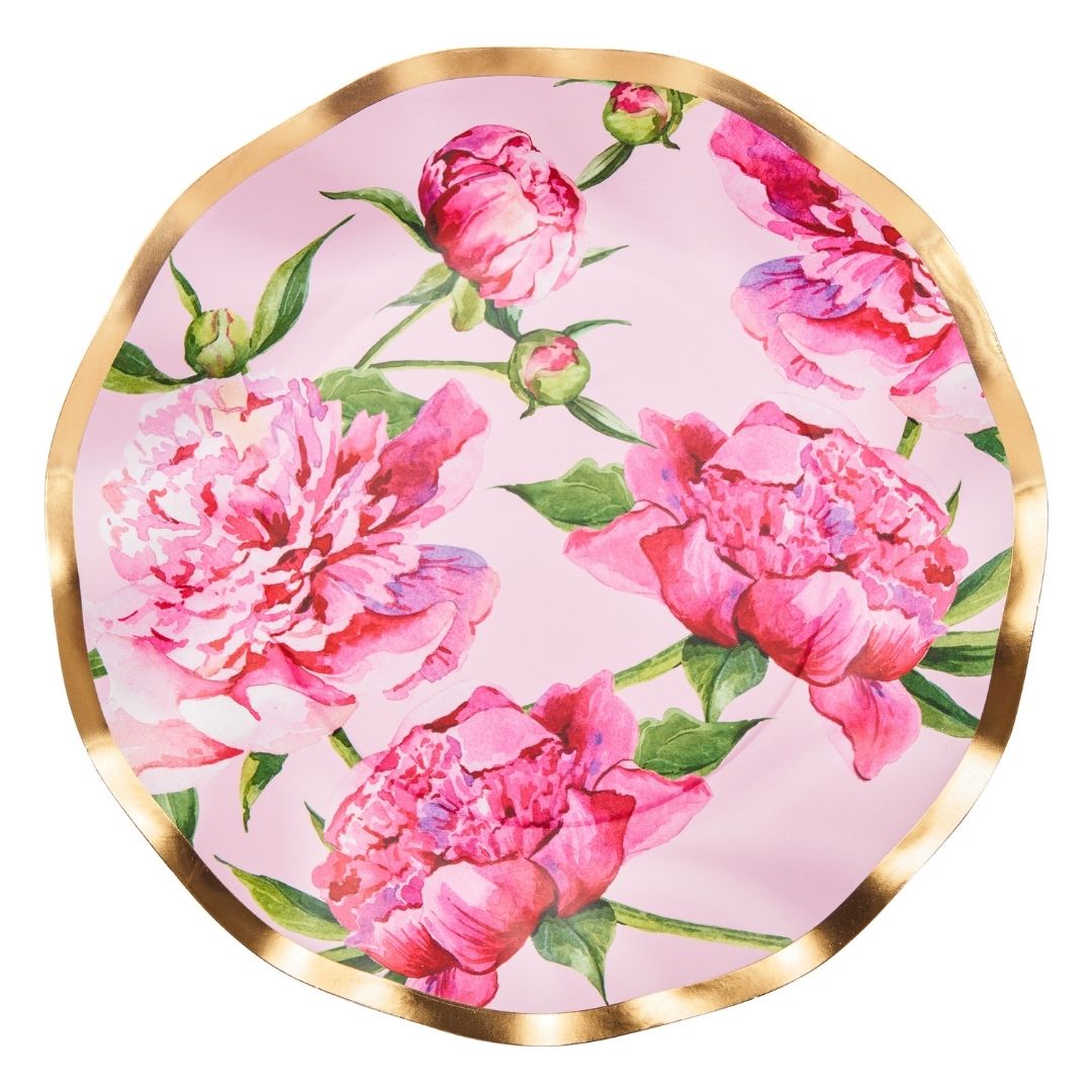 Pink floral 2024 paper plates