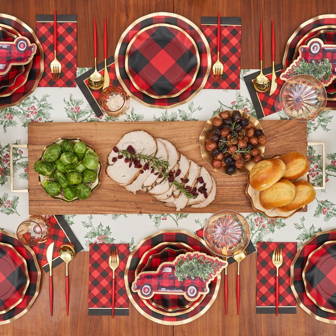 6 Pieces Heilwiy Christmas Buffalo Check Plaid Dish Napkins, Xmas