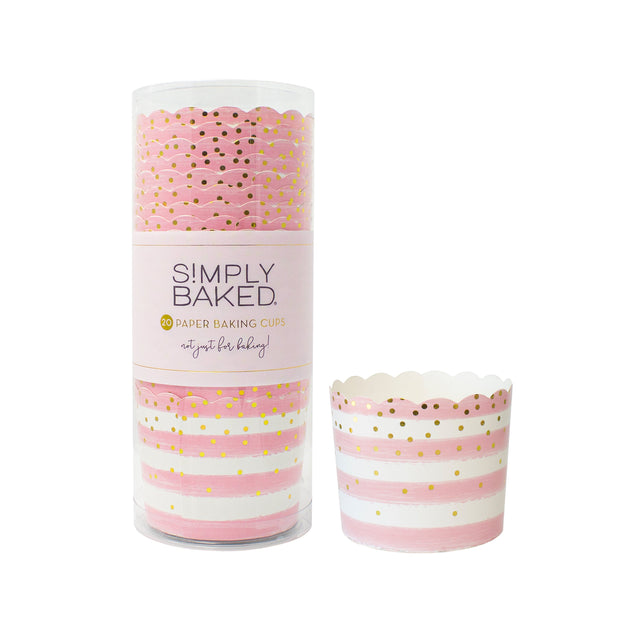 Simply Baked Large Paper Baking Cups | Green Vertical | 20 ct