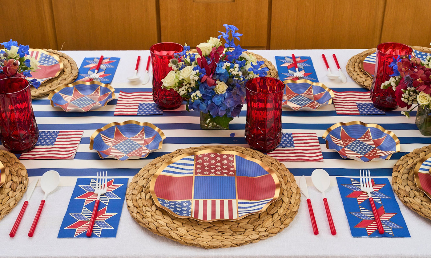 Patriotic Star Red, White & Blue Paper Party Cups with Sleeves - 8 Ct.