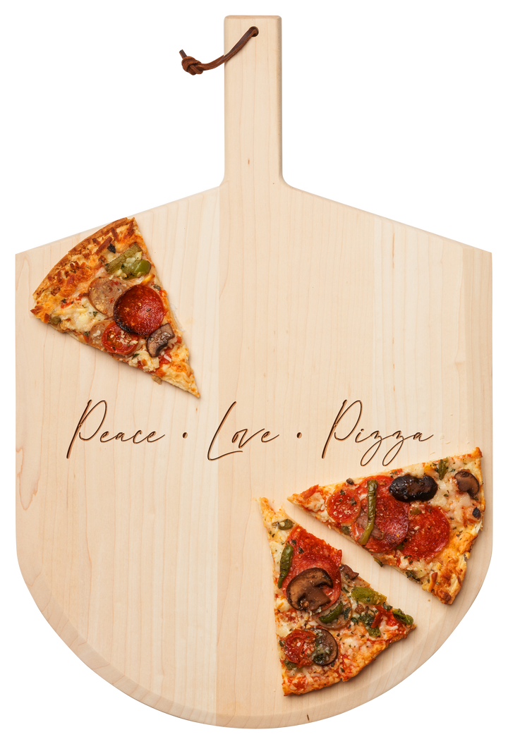 Maple Wood Pizza Peel | Peace, Love, Pizza | 14 x 21"