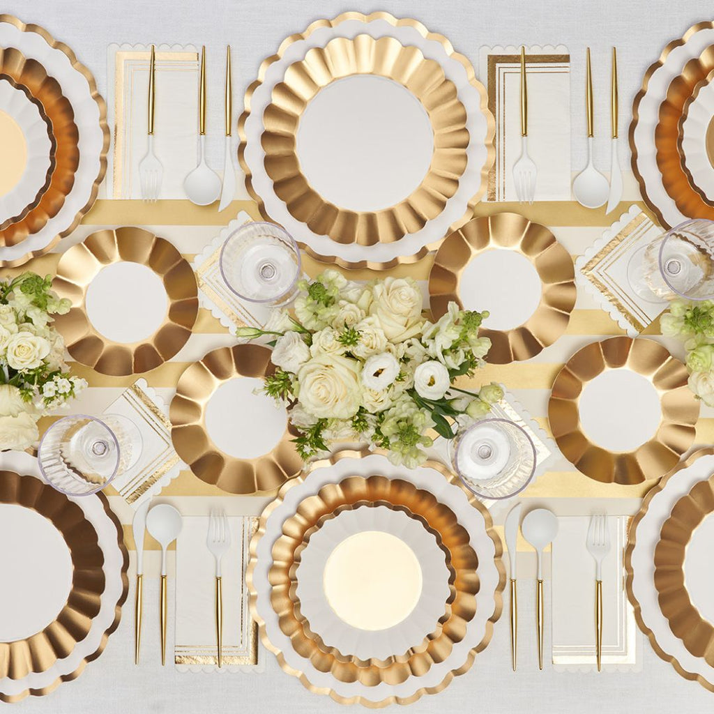 Sophisticate Collection White/Gold Flatware Set 40 Count - Settings for 8 - Posh Setting