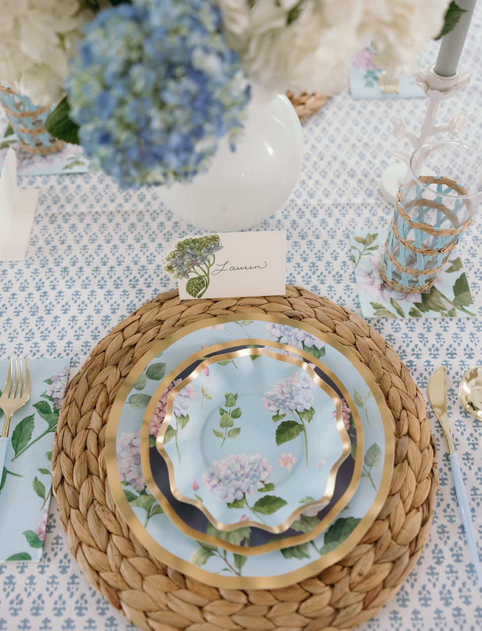 Spring Brunch Tablescape: Hydrangea