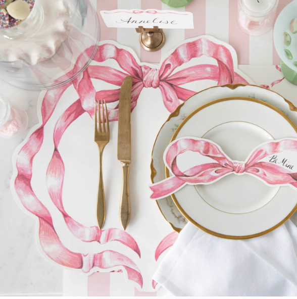 Die-cut Pink Bow Placemat - 12 Sheets