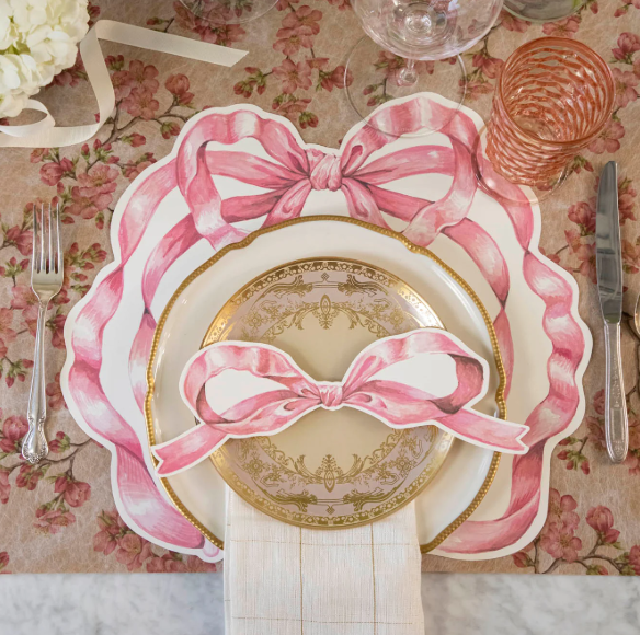 Die-cut Pink Bow Placemat - 12 Sheets