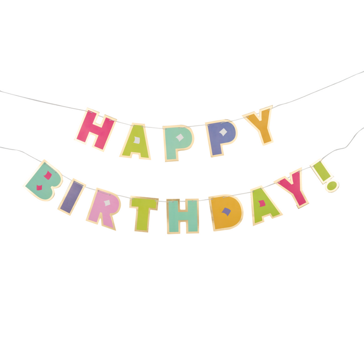 Bright Birthday Party Banner w/ Cotton String