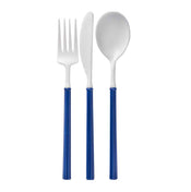 Villa Flatware White/Navy Handle S/24