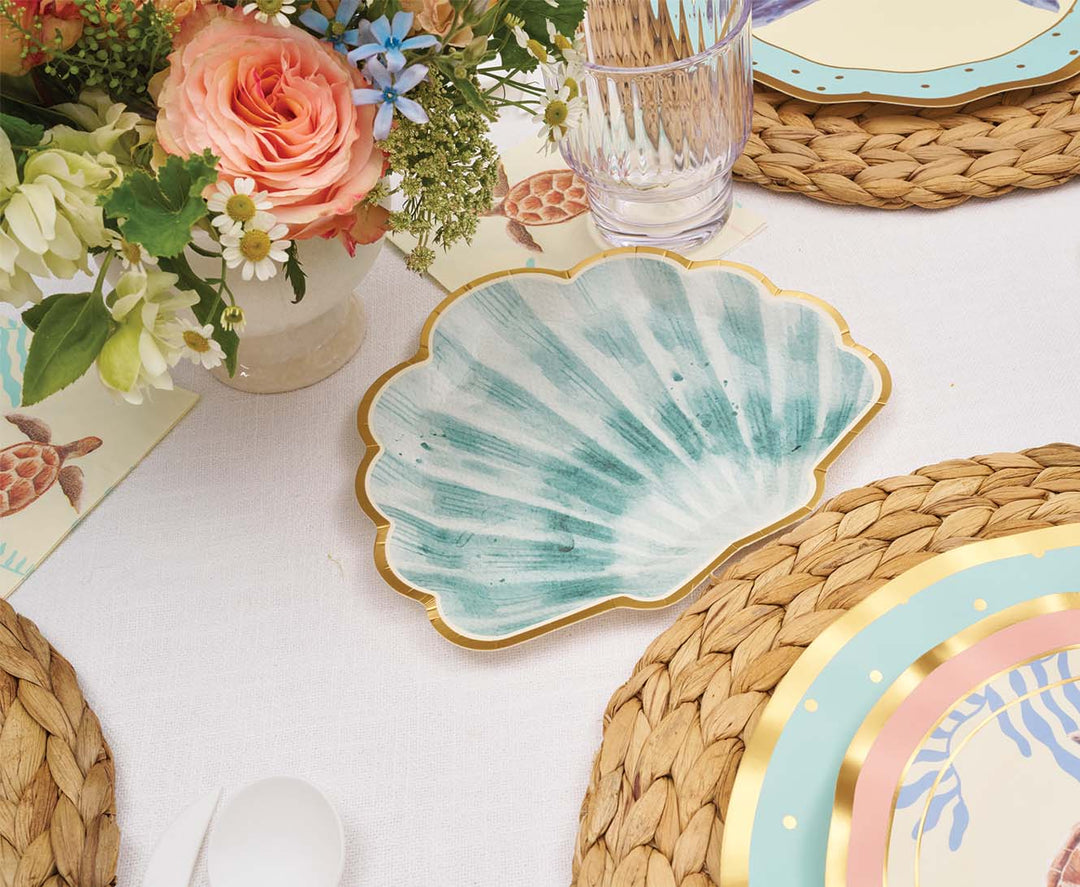 Pastel Sea Die Cut Shell Salad Plates/8pk