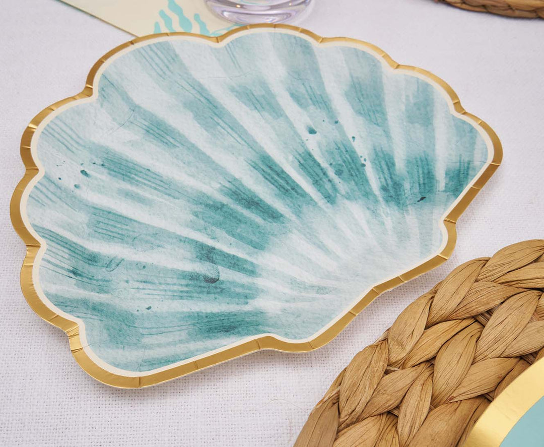 Pastel Sea Die Cut Shell Salad Plates/8pk