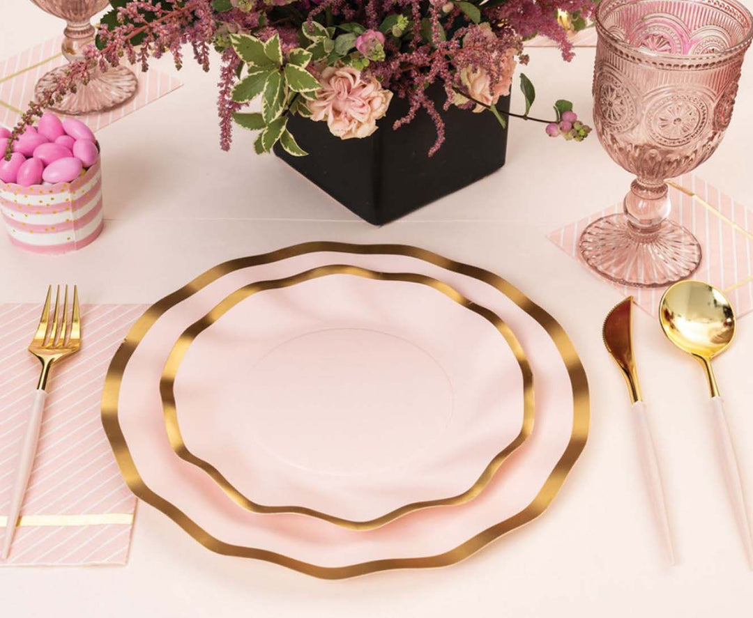 Blush & Gold Bella Assorted Plastic Cutlery/24pc, Service for 8