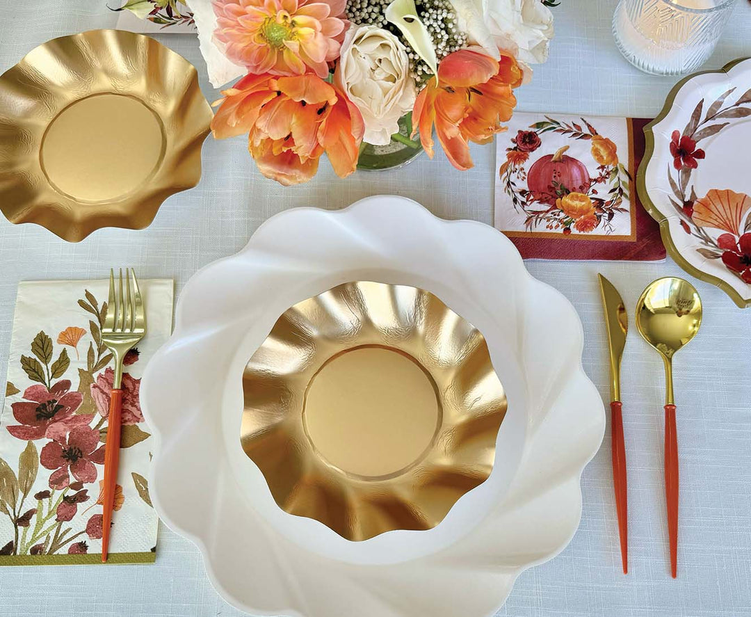 Pumpkin & Gold Bella Assorted Plastic Cutlery/24pc, Service for 8