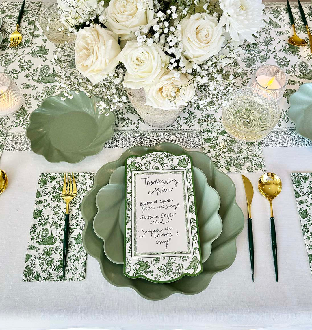 Royal Peacock Table Setting - Sage