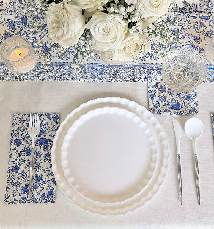 Royal Peacock Table Setting - Blue and White