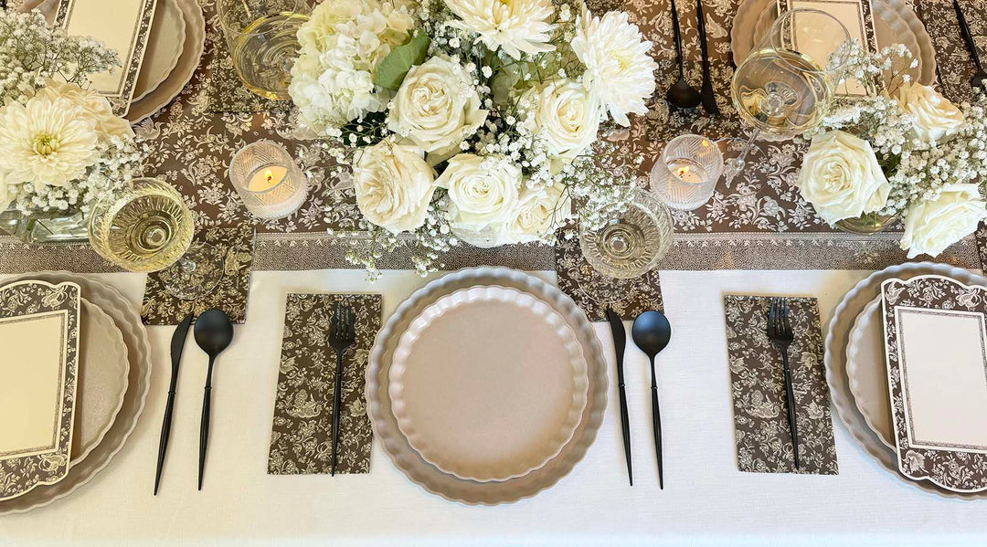 Royal Peacock Table Setting - Brown