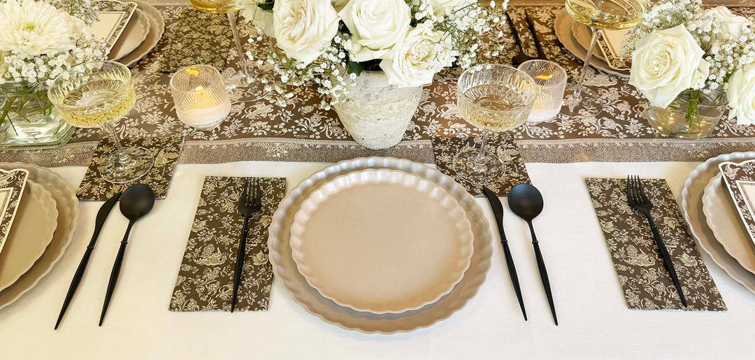 Royal Peacock Table Setting - Brown