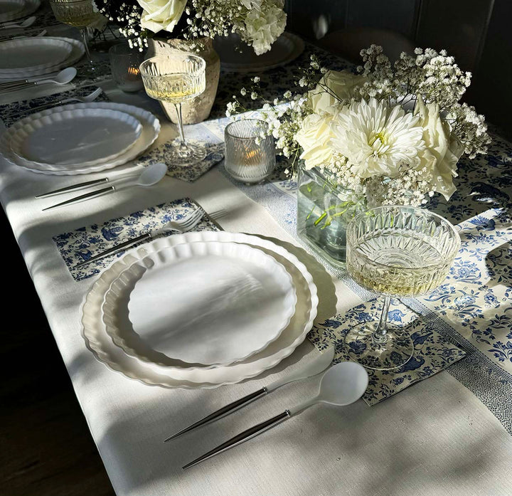 Royal Peacock Table Setting - Blue and White