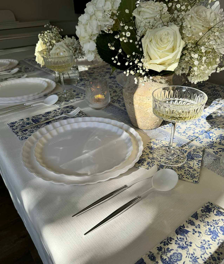 Royal Peacock Table Setting - Blue and White