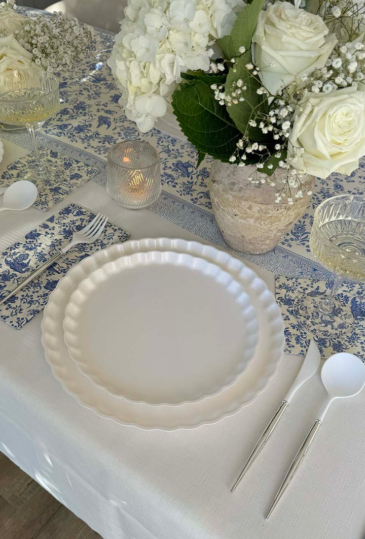 Royal Peacock Table Setting - Blue and White