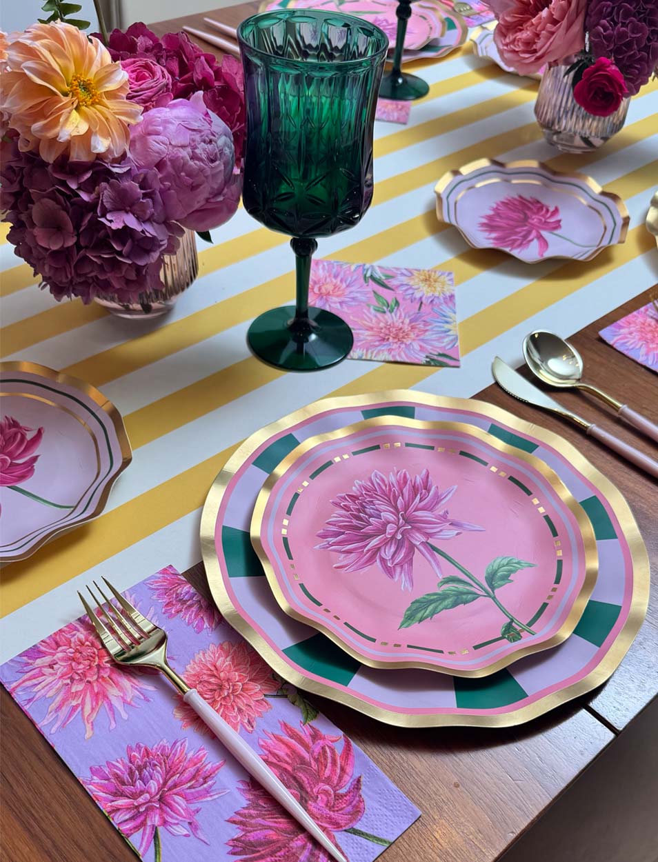 Spring Brunch Tablescape: Dahlia Garden