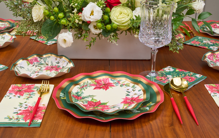 Wavy Salad Plate Evergreen Floral/8 pkg