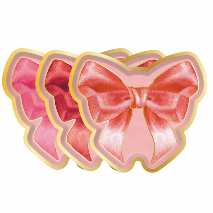 Pink Bows Assorted Die Cut Salad Plates/8pk