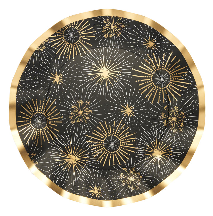 Gold Disco Coupe Wavy Paper Dinner Plate/8pk