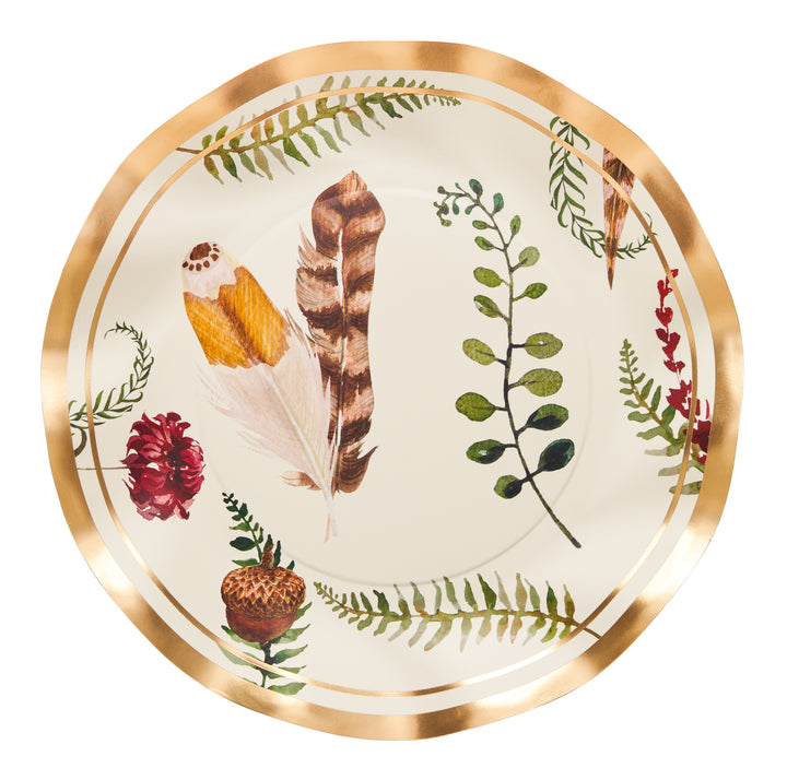 Feather Grove Wavy Paper Salad Plate/8pk
