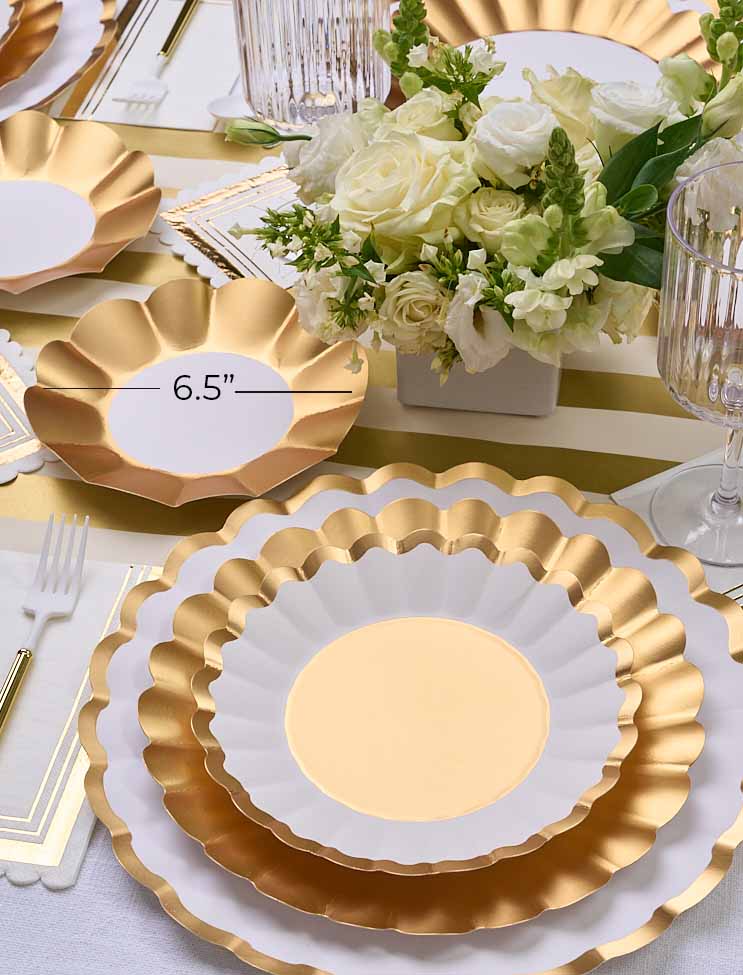 Appetizer/Dessert Bowl Gold & White/8 pkg