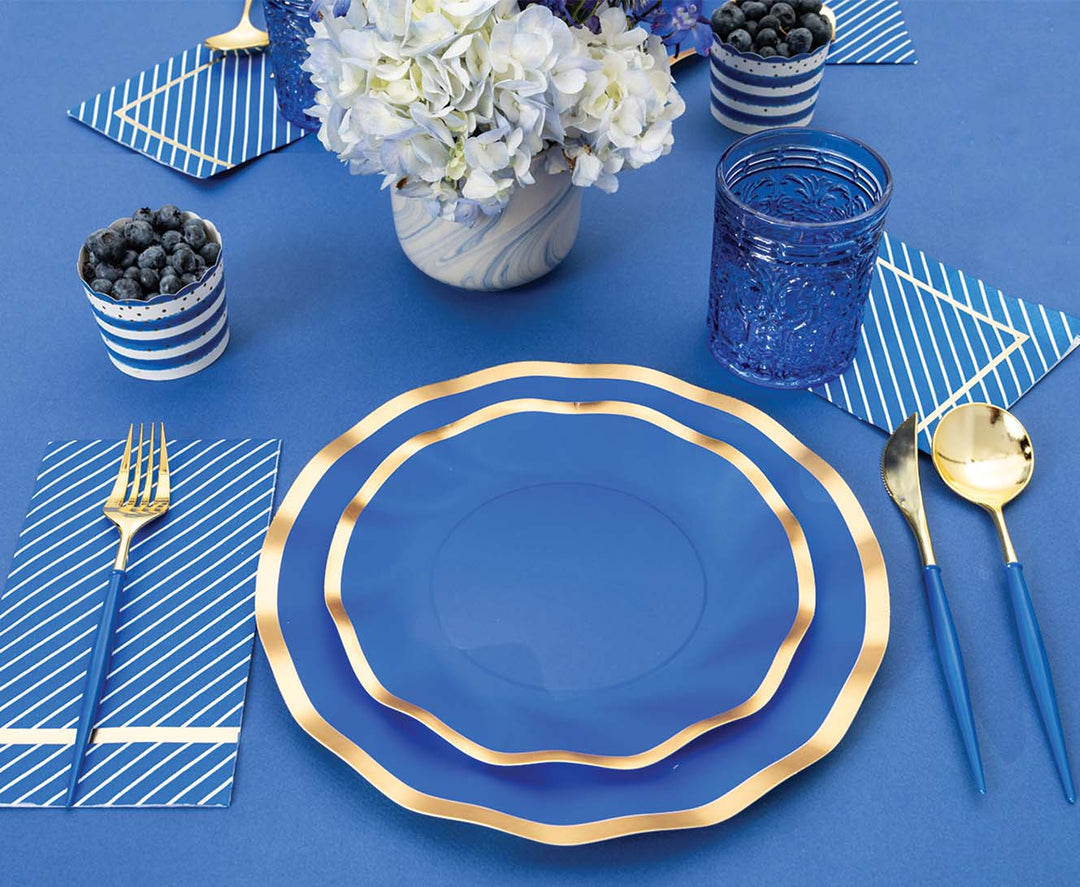 Blue & Gold Bella Assorted Plastic Cutlery/36pc, Service for 12