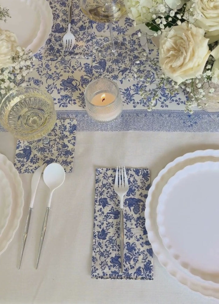 Royal Peacock Table Setting - Blue and White