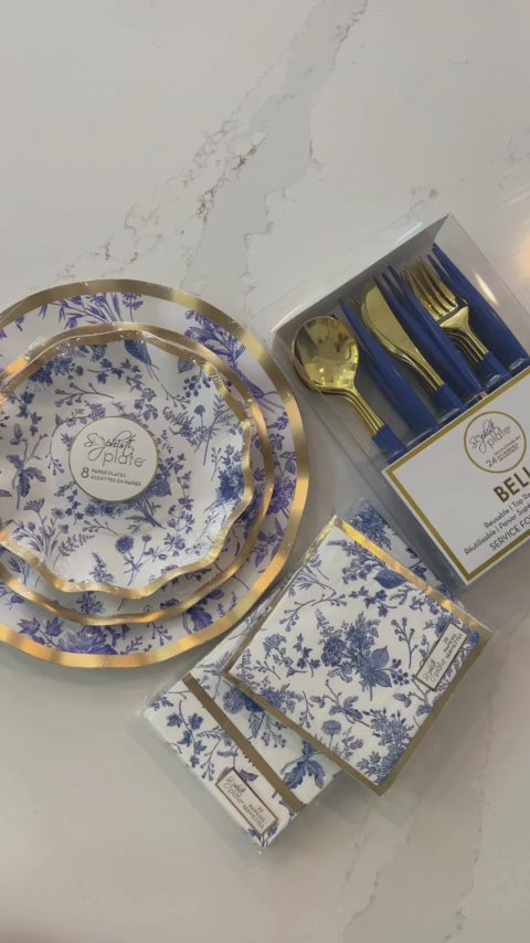 Blue & Gold Bella Assorted Plastic Cutlery/24pc, Service for 8