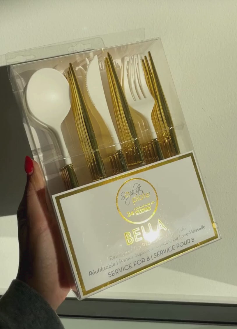 Gold Bella Assorted Plastic Cutlery/24pc, Service for 8