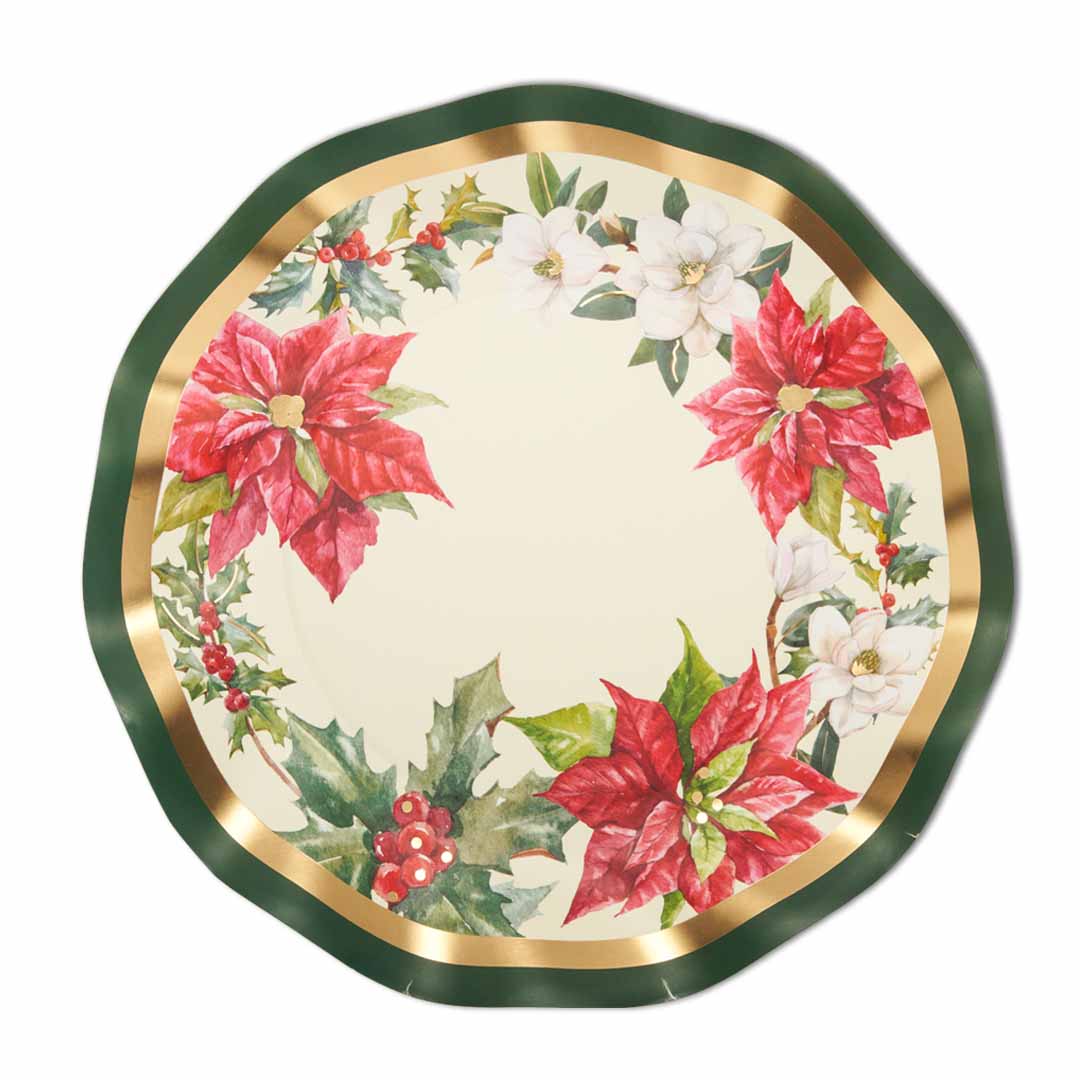 Wavy Salad Plate Evergreen Floral/8 pkg