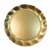 Satin Gold Wavy Paper Dinner Plates/8pk