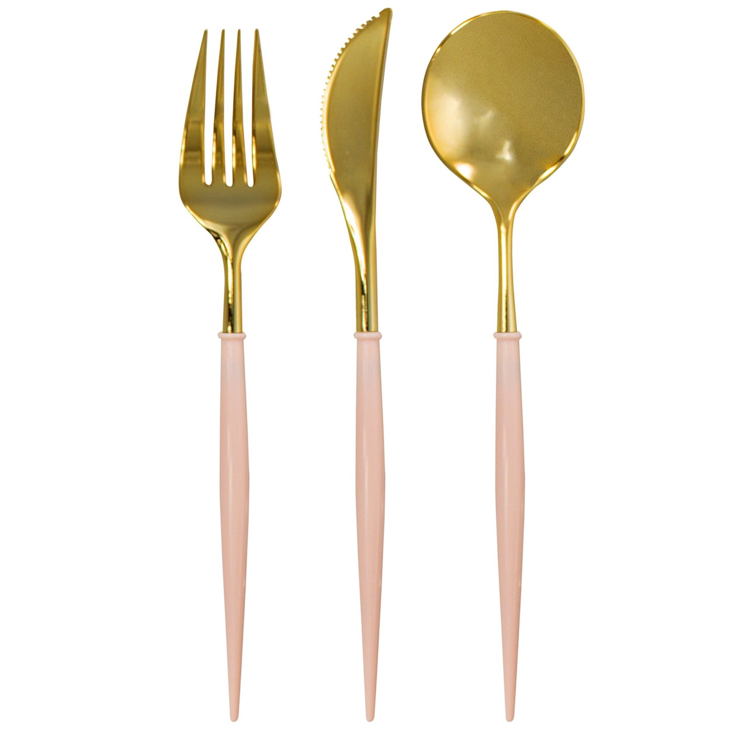 Blush & Gold Bella Assorted Plastic Cutlery/24pc, Service For 8 ...