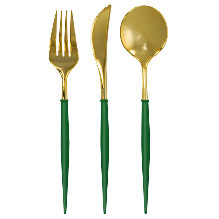 Emerald & Gold Bella Assorted Plastic Cutlery/36pc, Service for 12