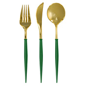 Emerald & Gold Bella Assorted Plastic Cutlery/24pc, Service for 8