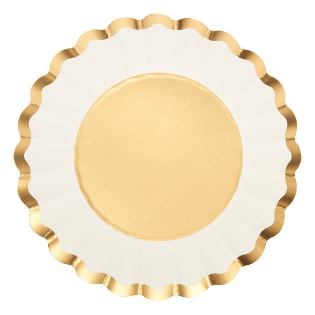 Salad Plate Gold & White/8 pkg